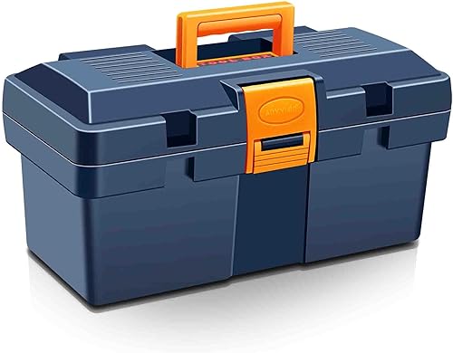 Anyyion Caja de herramientas pequeña de 13 pulgadas, caja de herramientas con cerradura para el hogar, verdaderamente resistente, sin bandeja