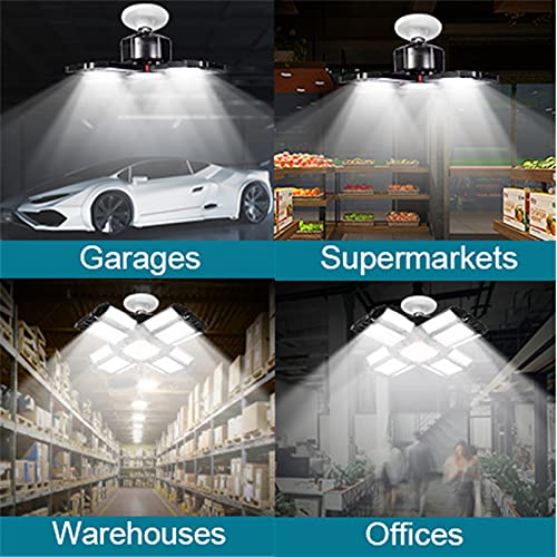 Hacevida E26/E27 Garage Ceiling Light, 228 LEDs 180W Deformable Led
