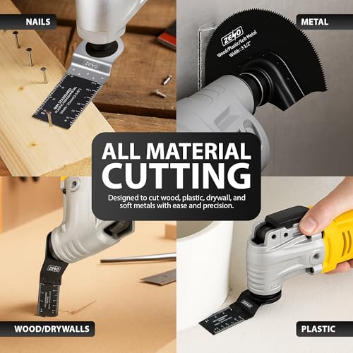 ZENO Multi Tool Blades 24 Pack | Universal Multitool Blades | Oscillating Saw Blade Pack for Cutting Metal, Wood, Plastic | Quick Release Blade for Multimaster, Ryobi, Milwaukee, Bosch, Dremel, Dewalt 7 ZENO Multi Tool Blades 24 Pack | Universal Multitool Blades | Oscillating Saw Blade Pack for Cutting Metal, Wood, Plastic | Quick Release Blade for Multimaster, Ryobi, Milwaukee, Bosch, Dremel, Dewalt - Image 7