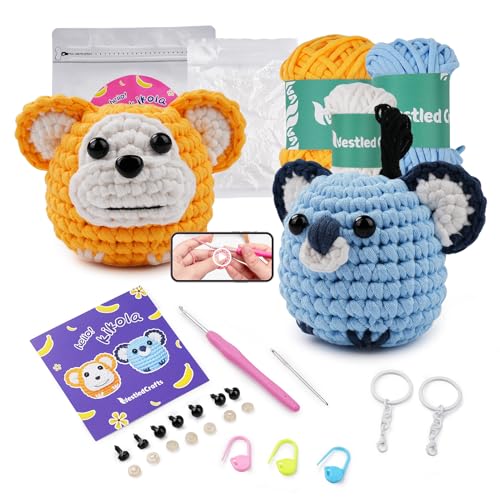 Lista de Kits de ganchillo - los preferidos. 44 Eatbuy - Kit de ganchillo para principiantes, 2 unidades, Amigurumi de animales de ganchillo con tutoriales de video paso a paso, paquete de inicio de tejer para adultos y niños...