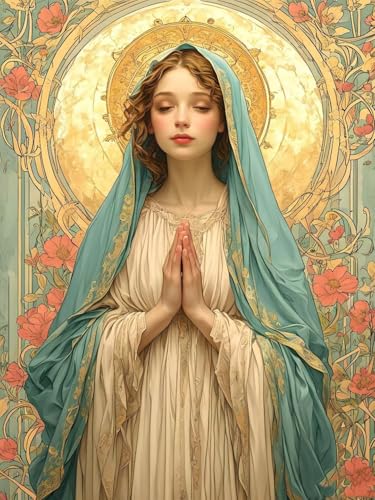 Peinture Diamant La Vierge 5D art kit complet de broderie ronde 50x70cm