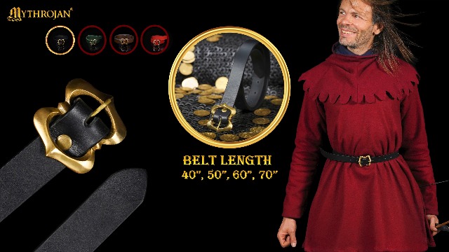 Cintura Medievale In Pelle Mythrojan - Cintura Vichinga Con Anello A O - 100% Pelle Pieno Fiore Per Eventi LARP, Rinascimentali E Costumi - Marrone, 127 Cm (50 Inches) - 4