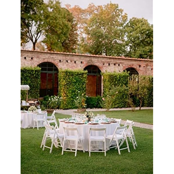 24-pack premium plastic rond tafelkleed, 84 inch wit wegwerp cirkel tafelkleden PEVA waterbestendig tafelkleden tot 6 voet voor bruiloft, feesten, vakantie diner en meer