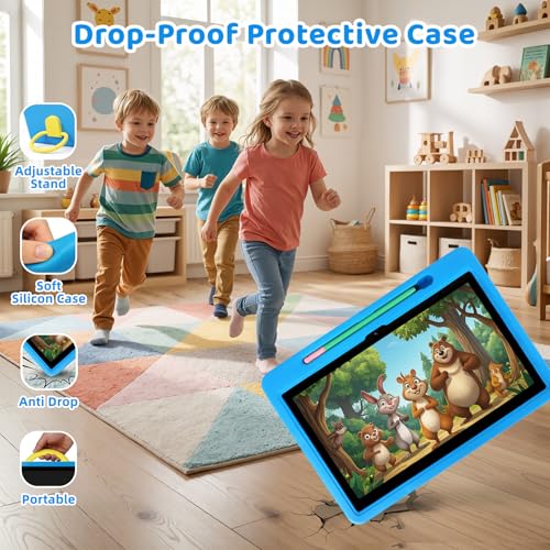 Image of 2026 Upgraded Android 16 Kids Tablet, 10 inch Tablet for Kids with 20GB RAM 64GB ROM 1TB Expand, 6000 mAh Battery, Parental Control, UKIDOZ Kids Space, Widevine L1 HD, Protective Case Pen（Blue）