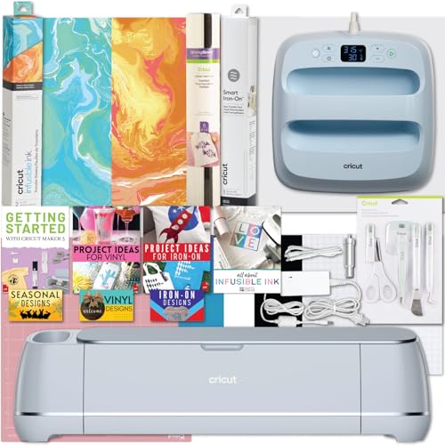 Cricut Maker 3 Cricut Easy Press 3 Machine Combo Bundle DIY Cutting Machine with Easy Press Heat Press Machine (9 in x 9 in) Ideal for Custom T-Shirts, Totes, Bags, Pillows DIY Projects Sublimation