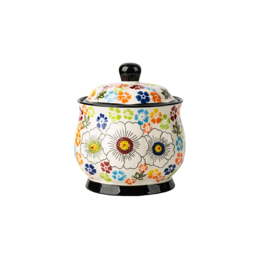 最終お値引き◆ インテリアのアクセントに素敵 ♩◆　陶器のクッキージャー Amazon｜Aeroorフローラルセラミッククッキージャー 密閉蓋付き