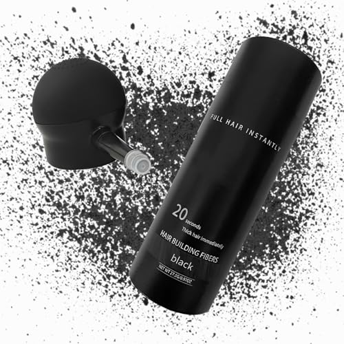 SHEBEEDO Hair Fibres black for Thicker-Looking Hairline 27.5g bottle HairBuilding Fibres Powder For Thinning Hairwith Spray Applicator Naturally Thicker Looking Hairfor Men and Women (Black)