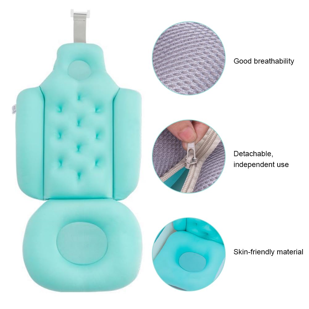 Coussin de Baignoire, Coussin de Bain, Oreiller de Baignoire, Tub Pillow, Coussin de Soutien Baignoire, Coussin de Spa, Tapis de Bain Support Complet du Corps, pour Salle de Bain Spa, Bleu