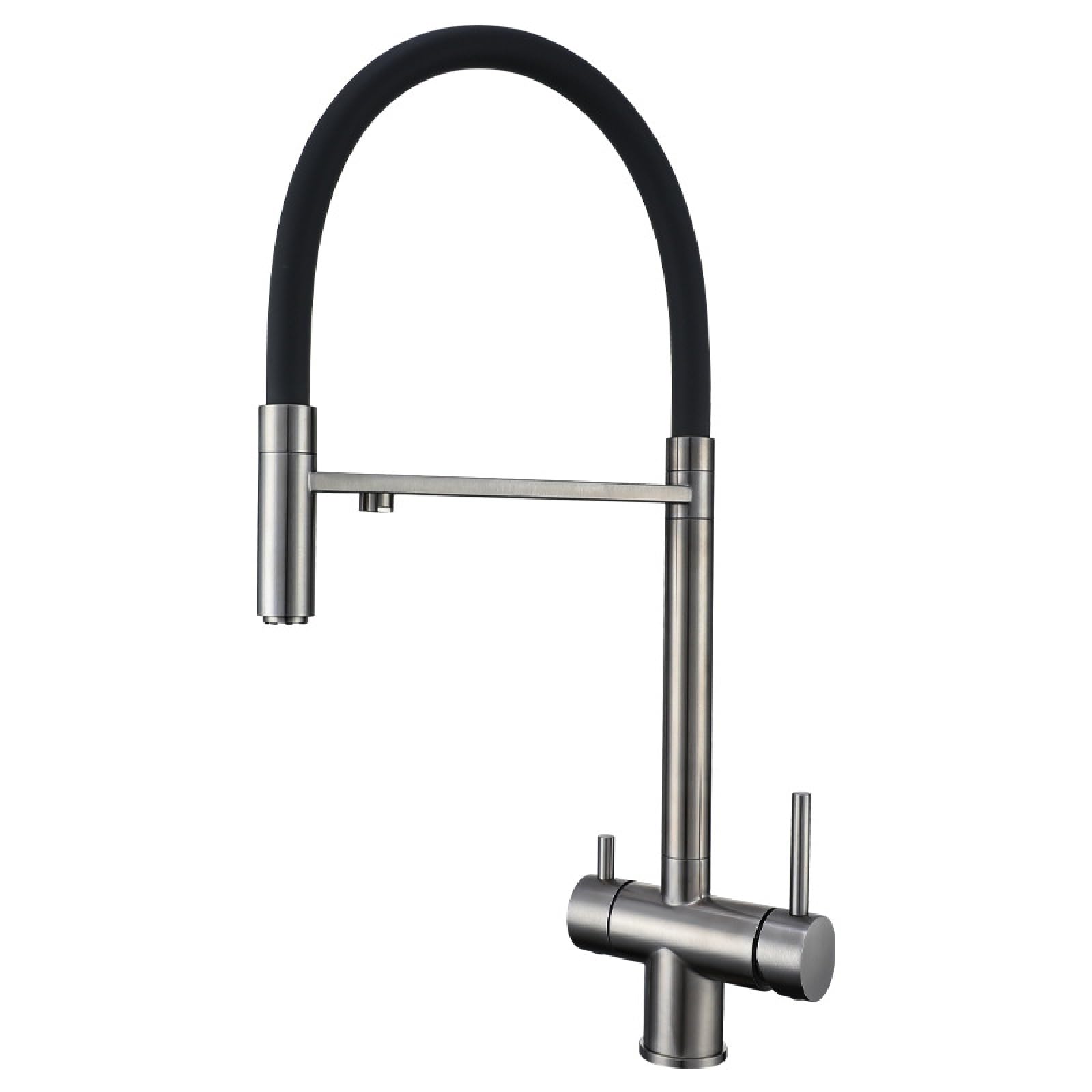 Fanjubei Bullet Ash 304 Stainless Steel Hot And Cold Kitchen Dishwashing Basin Faucet, Gunpowder Ash