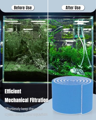 Image of Pawfly Aquarium Filter Floss Roll, 130 x 12 x 0.5 Inch Cuttable Aquarium Filter Pad, Blue and White Aquarium Filter Media Roll for Freshwater Saltwater Fish Tanks & Small Ponds