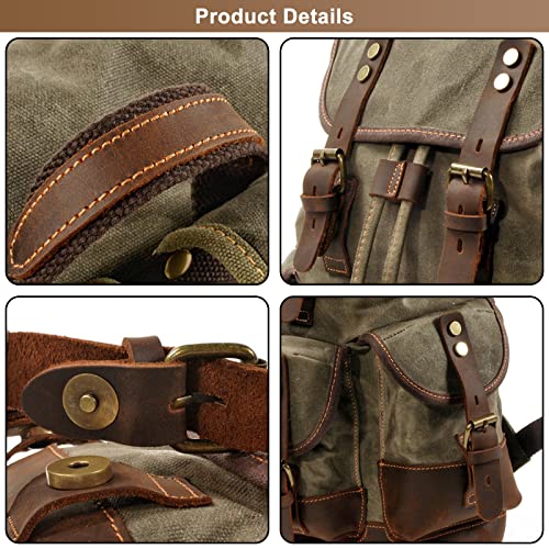 Vintage Backpack for Men and Women, Canvas Large Capacity Carry on Bags Casual Travel Hiking Camping Daypacks3