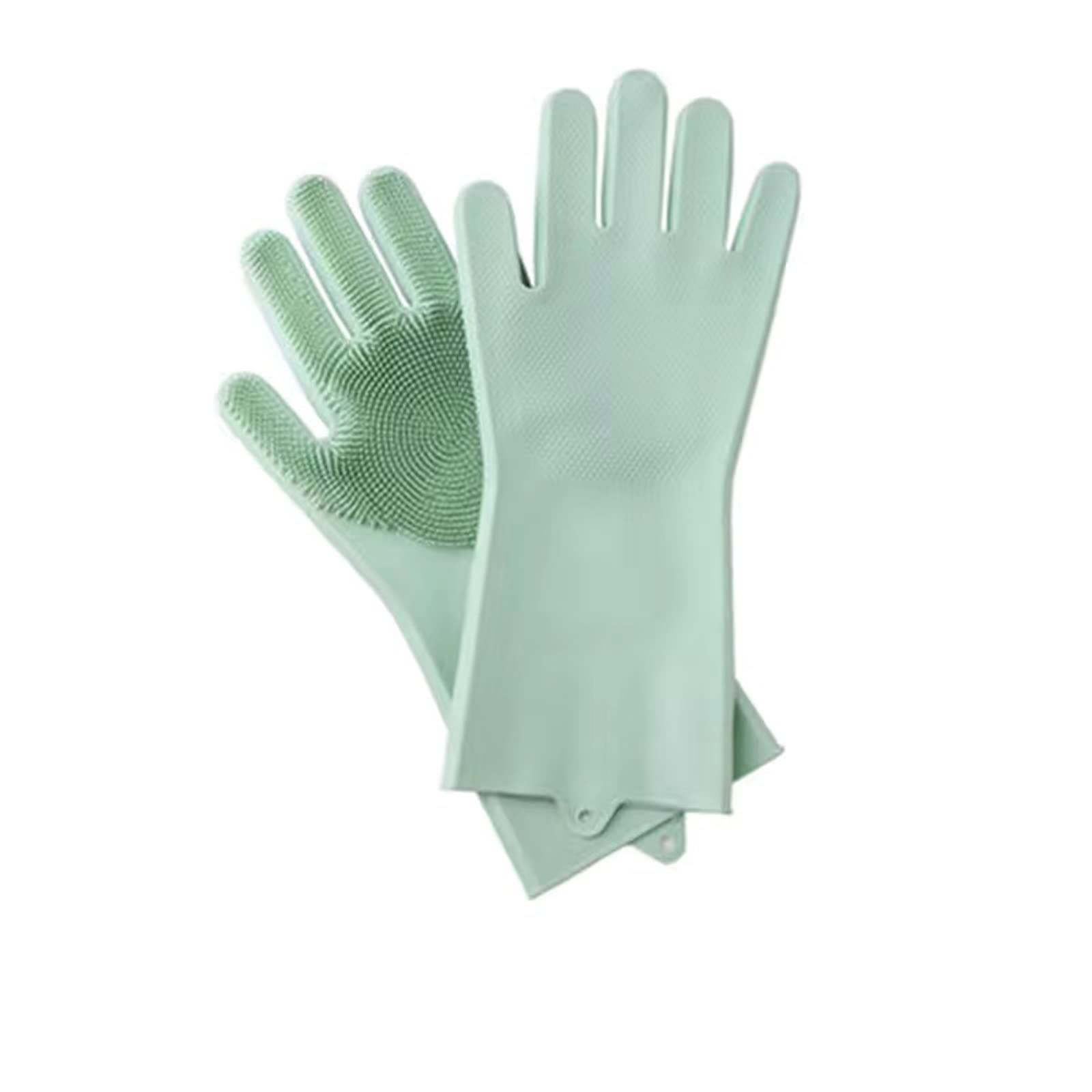Guantes domésticos de lavado de caucho impermeable Silicone Gloves Household Dishwashing Artifact Rubber Rubber Kitchen Durable Dishwashing Housework Waterproof Gloves(Green)