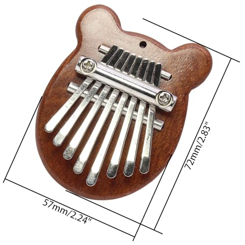 Image of Uenhoy Mini Wood Kalimba Thumb Piano 8 Keys Finger Thumb Piano, Bear | Musical Instruments, Portable Wooden Mbira Finger Piano for Piano Beginners