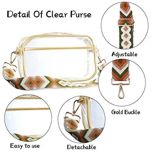Oufegm Clear Crossbody Purse Bag for Women Stadium Approved Bag with Guitar Strap for Concert Sports Events4