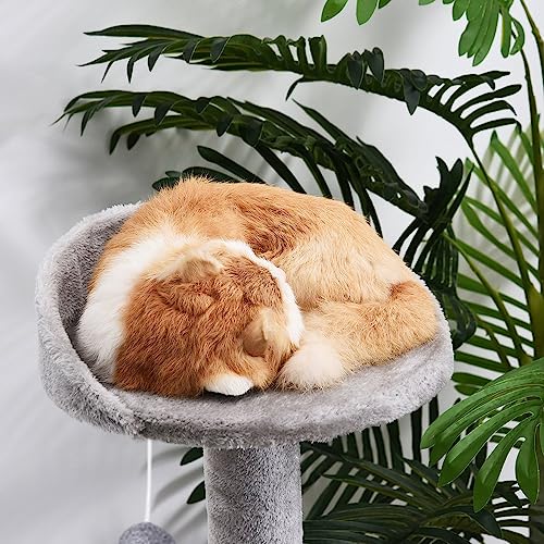 Image of Cat Tree Tower, Multi-Level, Grey, Sisal Scratching Posts, 36 Inch Height, with Perch and Hanging Toy (FURR-40) (Grey)