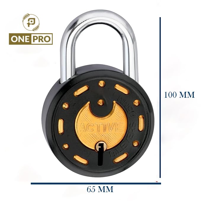 Image of Azco Round Locks Multiple Keys Padlock 65mm Steel Levers Double Locking, Strong Hardened Shackle Lock and Key for Home Door Shutter Shop Office Main Gate (10 Keys 65mm Black Pack of 1)