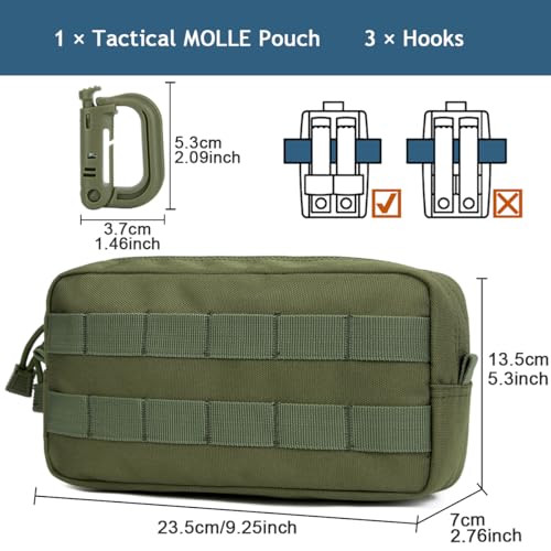 MUCHER Molle Tasche Taktische Hüfttaschen EDC Utility Bauchtasche Hüfttasche mit 3 Haken für Outdoor Wandern Jagdcamping Training (A - Armeegrün)