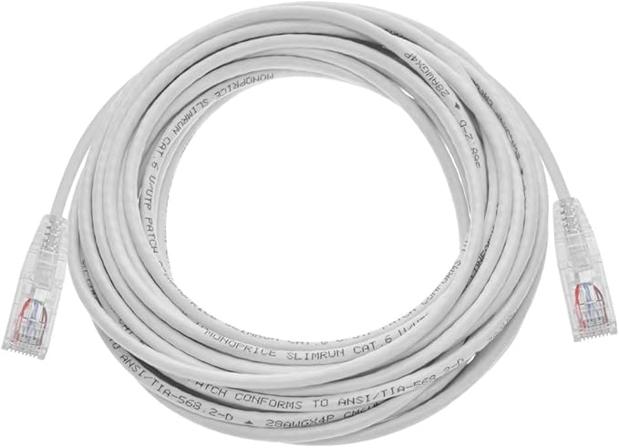 Monoprice Cable de Red Cat6 UTP 30 Pies Blanco - Serie SlimRun miniatura 4