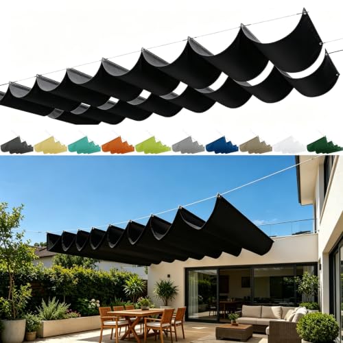 Voile d'ombrage rétractable 3x4m rectangulaire imperméable noir - 2