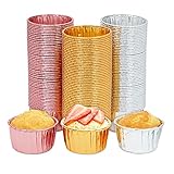 Gold, Silver, and Rose Gold Foil Cupcake Liners, Standard Muffin Baking Cups (150 Pieces)