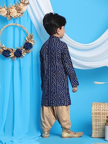 Image of VASTRAMAY Boys' Bandhani Kurta & Patiyala Set | Traditional Ethnic Out Fit For Rakhi