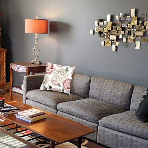 Vintage Flower Throw Pillow Cover Summer Spring Peonie Pink And White Decorative Modern Square Cushion Case 18’’X18’’ For Home Sofa Couch Bed Living Room Car (Inserts Are Not Included) #TOP2