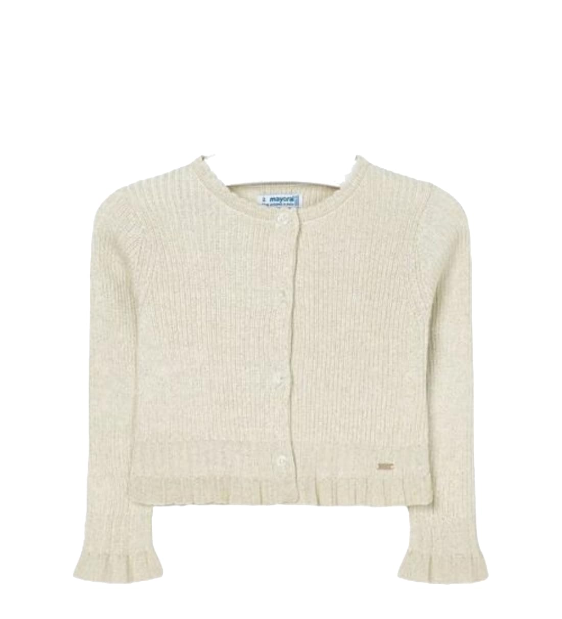 Cardigan in Misto Cotone e Lurex per Bambine e Ragazze, Polsini con Volant, Mayoral 4305, Ragazze Bolero, Golfino Bambina Elegante Bolero Coprispalle Ragazza