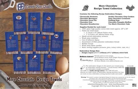 More Chocolate Recipe Towels Embroidery Designs for Embroidery Machines