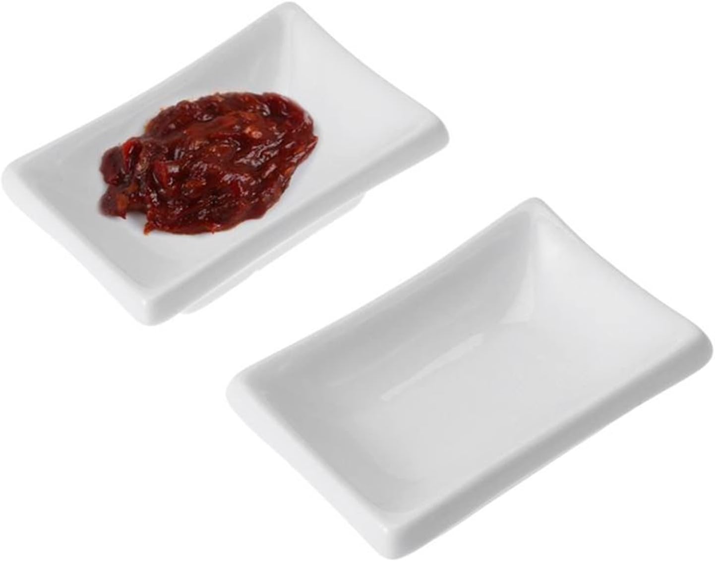 Dip Sauce Dishes 4 PCS Ceramic Sauce Dishes Rectangular Sauce Fruit Dessert Plates Food Dipping Bowls Appetizer Plates Snack Sauce Dish（3inch ） Sauce Dish