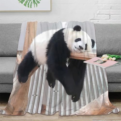 Plaid microfibre panda 3D jeté de salon inaltérable haute densité 150x200cm