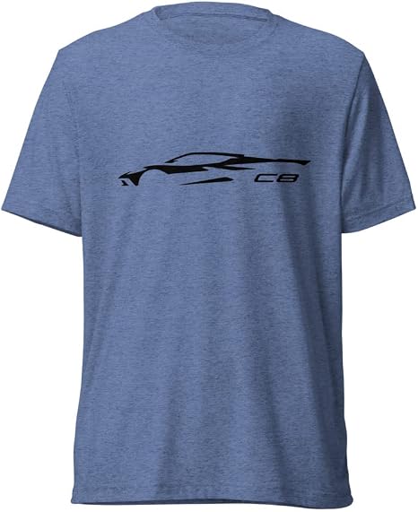JG Infinite Red Corvette C8 Tri-Blend T-Shirt – Vintage Feel, Muscle Car Graphic, Soft Short Sleeve Tee For Men & Women - View #3