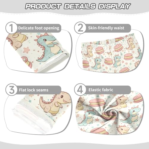 ZZKKO Girls Leggings Cartoon Cute Dinosaur Macaron Toddler Girls Clothes Toddler Comfortable Bottoms Girl Leggings 3T-10Y3