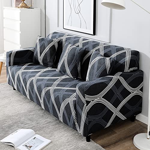 Image of HOKIPO Stretchable Elastic Couch Cover 3 Seater, Shadow Grey (AR-4095-D18)
