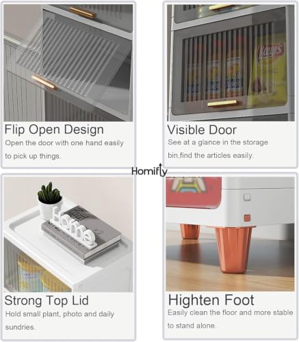 Image of HOMIFLY 4 Tier Foldable Plastic Cloth Rack for Storage /Kitchen Cupboard /Versatile & Sturdy Wardrobe for Clothes /Storage Organizer /Closet for Bedroom /Living Room /Laundry Room /Study(Transparent)