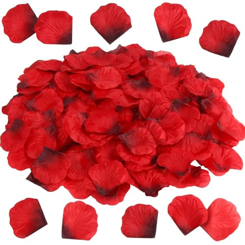 DERAYEE Pétales de Rose Dégradé Rouge-Noir Artificiels 500PCS pour Décoration de Mariage et Saint Valentin