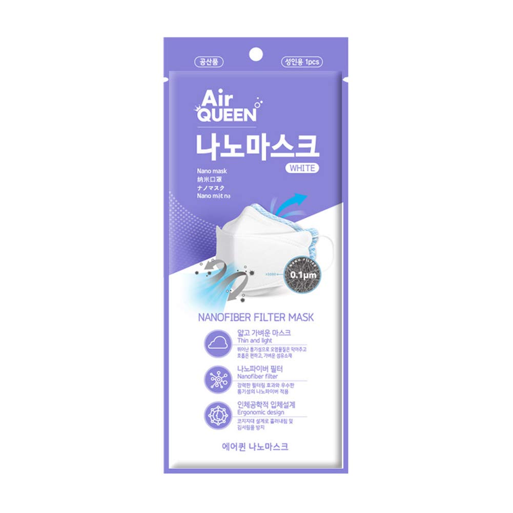 AIR QUEEN 3 LAYERS Reusable UnisexAdult Korean Nanofiber Filter Industrial Mask Without Valve