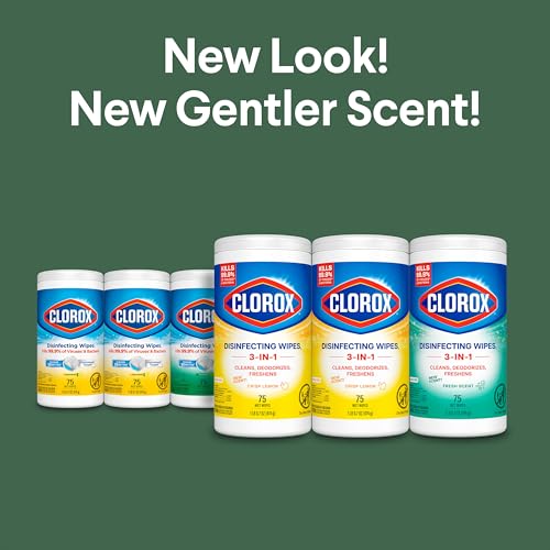 Clorox Disinfecting Cleaning Wipes for Spring Cleaning & Allergy Season, Bleach Free, Fresh Scent and Crisp Lemon, 75 Count Each, Pack of 3 - Image 4