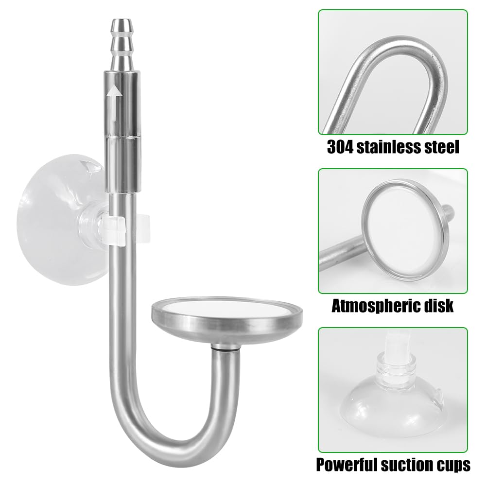 Diffuseur de CO2,Atomiseur de CO2 pour Plantes D'aquarium en Acier Inoxydable avec Clapet Anti-retour et Ventouse,pour Tube de Diamètre Intérieur 4 mm/diamètre Extérieur 6 mm pour Plantes D'aquarium