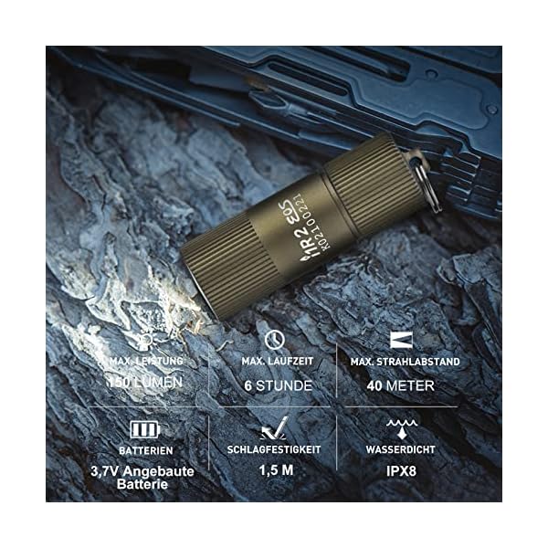 OLIGHT I1R II Mini LED Taschenlampe Schlüsselbund 150 Lumen, für Schlüsselanhänger Wiederaufladbarer EOS Kleine… – Bild 7