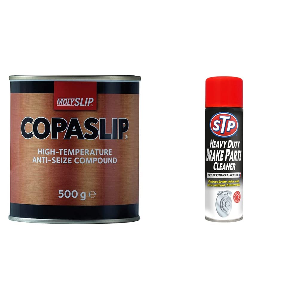 MOLYSLIP - COPASLIP | High Temperature Anti-Seize Copper Grease | Withstands Extreme Temperature (Up To 1100°C) | 500g & STP GST72500ENP Brake Cleaner Professional Series 500 ml