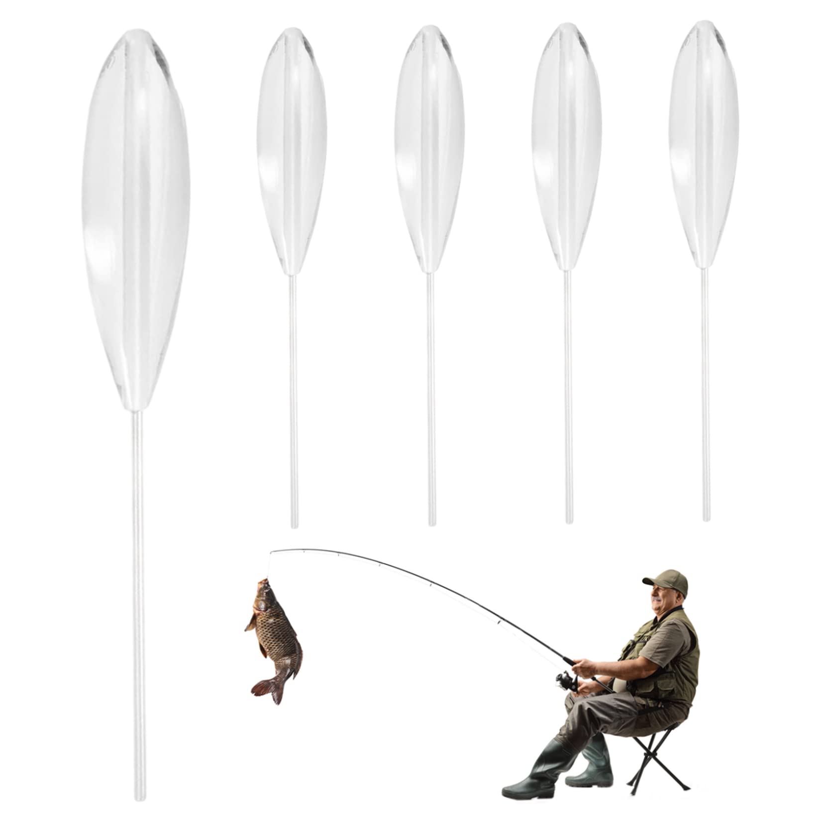 Pastoralist Bombarda Fishing Float, 5PCS 20g Clear Acrylic Fishing Sinking Floats, Fishing Slip Floats Bobbers, Fly Fishing Spinning Floats for Outdoor Fisher for HOME