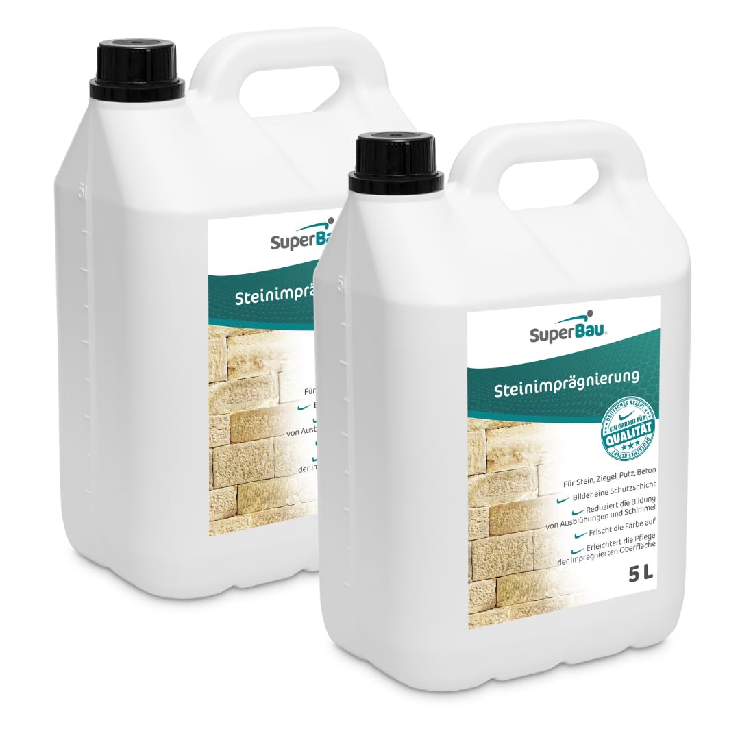 Impregnacja kamienia, 10 l, do użytku wewnątrz i na zewnątrz, do kamienia naturalnego, kamienia, klinkieru i tynku, nie zawiera benzyny i rozpuszczalników, środek impregnujący przeciwko