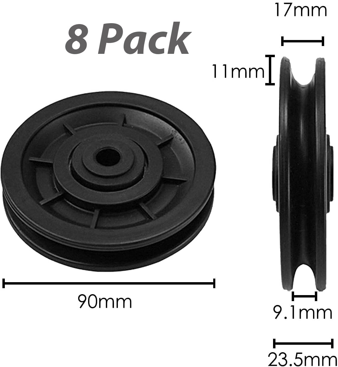 90 mm Plastikowe łożysko pasowe 8 sztuk koła uniwersalne, trening, koła pasowe, odporne na zużycie nylonowe, do drzwi kablowych, maszyny do siłowni, sprzęt garażowy, fitness, łożysko pasowe,
