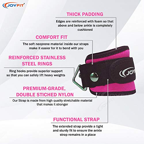Image of Joyfit Padded Ankle Straps- for Cable Machine, Kickbacks, Glute Workouts, Leg Extensions, Curls & Hip Abductors with Padded Neoprene Support, Ideal for Men & Women [Pair]