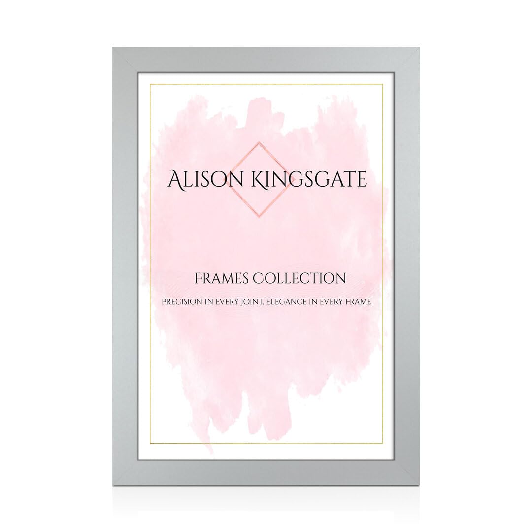 Alison Kingsgate Modern A1 Silver Picture Frames- Engineered Wood Photo Frame with Shatterproof Perspex Front- Ideal for Posters, Certificates & Artwork- Wall Mount or Tabletop Display — image 1