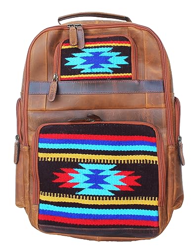 CHALLENGER Western Distressed Leather Handwoven Saddle Bag Inlay Travel Utility Bag 18SKB37