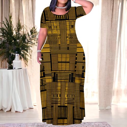 Image of PinkPatty Plus Size Maxi Dress for Women Summer Casual Short Sleeve Tshirt Dresses with Pockets (XL-6XL)