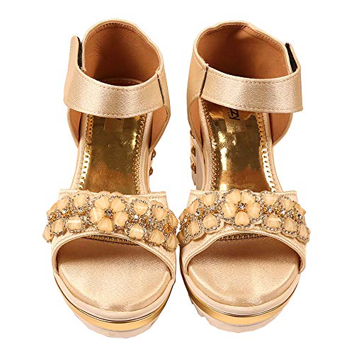Buy Hopscotch Jazzy Juniors Girls Synthetic Heel Sandal in Beige Color