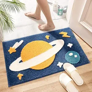 Roseate Space Super Soft (40x60 cm) Microfiber 2000 GSM Bath Mat Super Absorbent Anti-Skid Door Mats for Home/Bathroom/Bedroom/Kitchen/Floor Mat (Dark Blue) Pack of 1