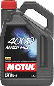 Motul 4000 Motion Plus 15W-40 API SL Mineral Engine Oil for Diesel and Petrol Cars (3.5 L)